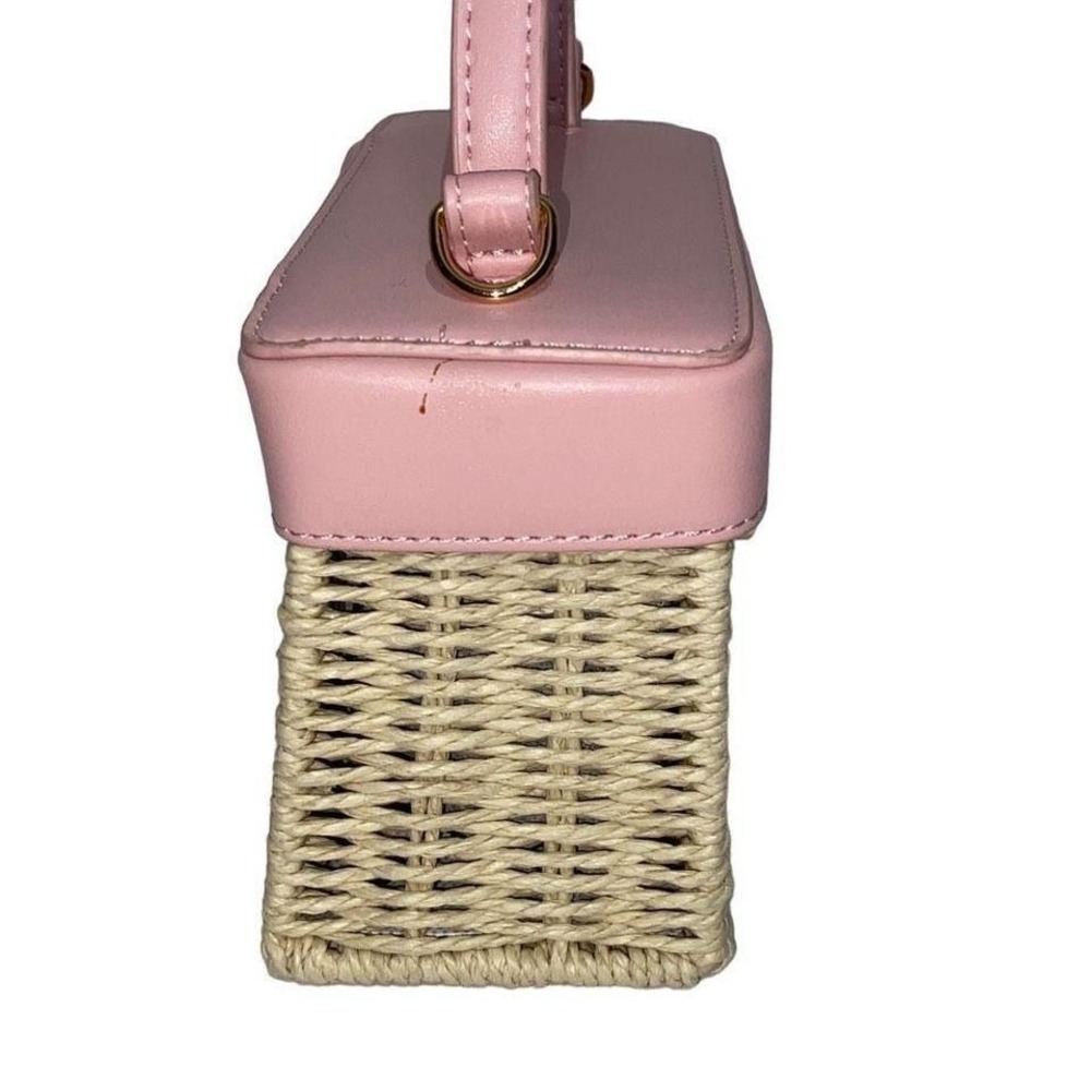 Like Dreams Women's Woven Straw Pink Top Cover Summer Handbag - Picture 3 of 8